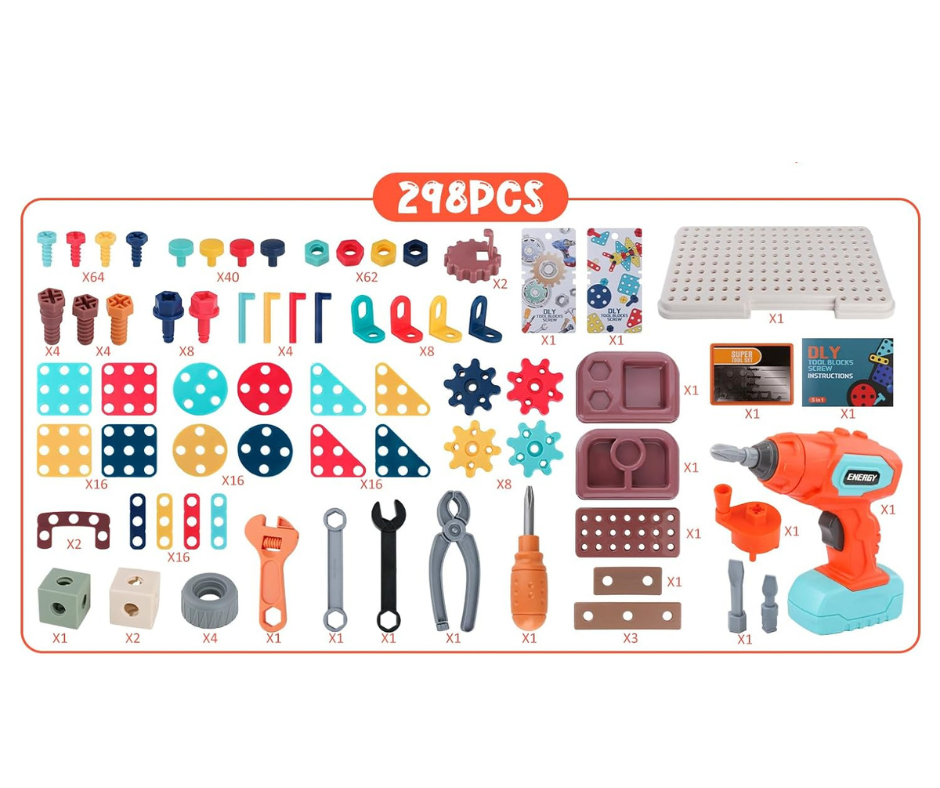 Little Engineer's Ultimate Toolbox - 298pc STEM Building Set with Electric Drill