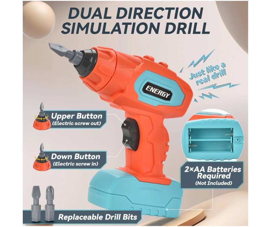 Little Engineer's Ultimate Toolbox - 298pc STEM Building Set with Electric Drill