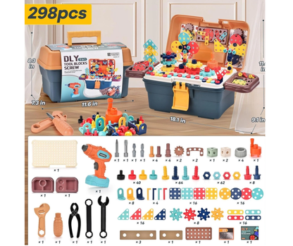 Little Engineer's Ultimate Toolbox - 298pc STEM Building Set with Electric Drill